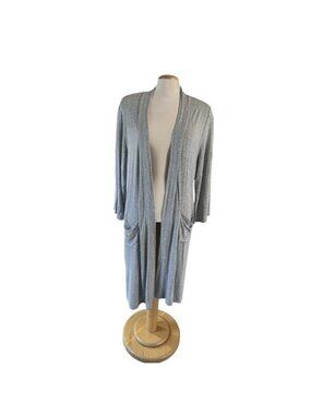 Jason Wu Gray Ribbed Open Front Duster Cardigan Sweater XL WA56541-060-6SC‎